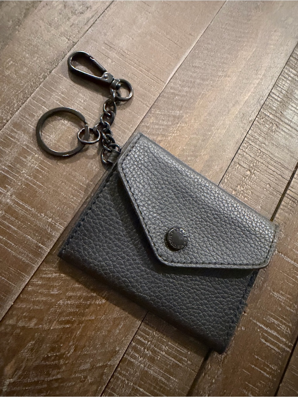 Steve Madden Black Pebbled Leather Keychain Wallet